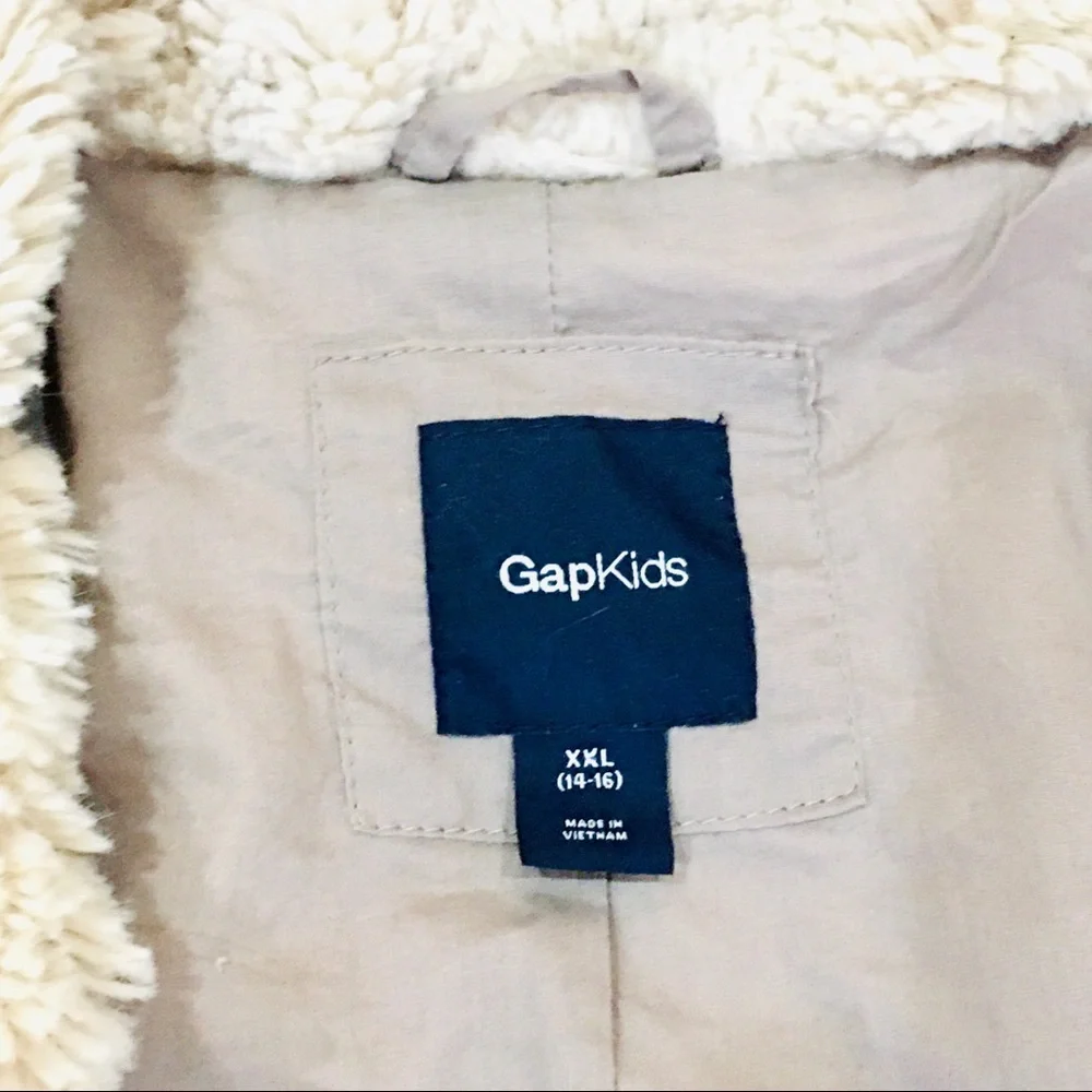 Cotton lined Sherpa style pea coat jacket Gap — ivory cream creme color - Picture 6 of 8